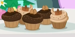 Size: 507x254 | Tagged: safe, screencap, g4, student counsel, almond, cropped, cupcake, food, frosting, nuts, sprinkles, walnut