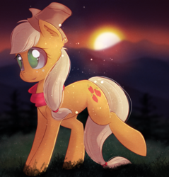Size: 2182x2280 | Tagged: safe, artist:autumnvoyage, applejack, earth pony, pony, g4, bandana, clothes, cute, ear fluff, female, hat, high res, jackabetes, no pupils, scarf, solo