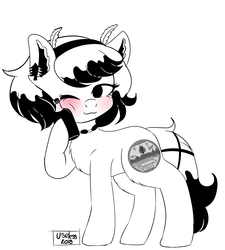 Size: 2893x3209 | Tagged: safe, artist:useless--kun, oc, oc only, oc:vermont, pony, high res, monochrome, solo, syrup