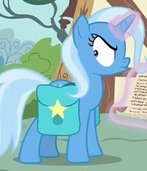 Size: 534x625 | Tagged: safe, screencap, trixie, pony, unicorn, g4, student counsel, angry, cropped, faic, female, glowing horn, horn, magic, mare, saddle bag, telekinesis