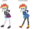 Size: 752x650 | Tagged: safe, artist:bezziie, applejack, rainbow dash, equestria girls, g4, boots, clothes, clothes swap, freckles, hat, necktie, shoes, simple background, transparent background, uniform