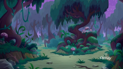 Size: 1920x1080 | Tagged: safe, screencap, g4, student counsel, background, discovery family logo, everfree forest, forest, moss, mushroom, no pony, tree, vine