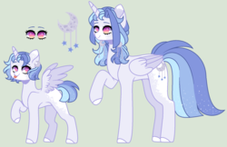 Size: 1710x1108 | Tagged: safe, artist:nocturnal-moonlight, oc, oc only, oc:astral moonlight, alicorn, pony, female, filly, magical lesbian spawn, mare, offspring, parent:rainbow dash, parent:twilight sparkle, parents:twidash, reference sheet, simple background, solo