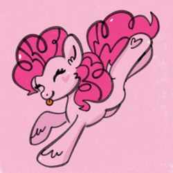 Size: 2100x2100 | Tagged: safe, artist:sjart117, part of a set, pinkie pie, earth pony, pony, g4, 10 minute art challenge, :p, blank flank, doodle, eyes closed, female, fluffy, high res, mare, solo, tongue out, underhoof, unshorn fetlocks