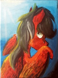 Size: 2224x2948 | Tagged: safe, artist:euspuche, oc, oc:cloud rider, pegasus, pony, acrylic painting, bust, fluffy, high res, portrait, traditional art