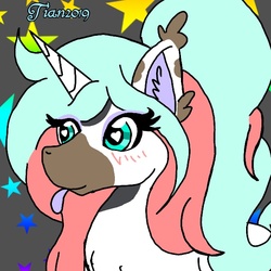 Size: 632x631 | Tagged: safe, artist:tian, oc, oc only, oc:mystery, pony, unicorn, heart eyes, solo, wingding eyes