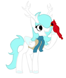 Size: 691x810 | Tagged: safe, artist:breeze the peryton, oc, oc:breeze the peryton, bird, deer, hybrid, original species, peryton, g4, winter wrap up, art, clothes, drawing, original character do not steal, scarf, simple background, transparent background, winter wrap up vest