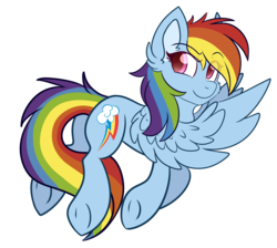 Size: 3384x3031 | Tagged: safe, artist:cutiepatootiee, rainbow dash, pegasus, pony, g4, cheek fluff, cute, dashabetes, ear fluff, eye clipping through hair, female, high res, looking back, simple background, solo, transparent background