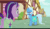 Size: 750x431 | Tagged: safe, screencap, starlight glimmer, trixie, pony, g4, student counsel, angry, animated, boop, discovery family logo, duo, female, glare, noseboop, ponyville, saddle bag, unamused