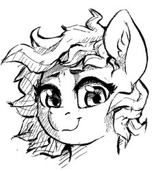 Size: 954x1076 | Tagged: safe, artist:dimfann, pony, black and white, bust, grayscale, monochrome, solo