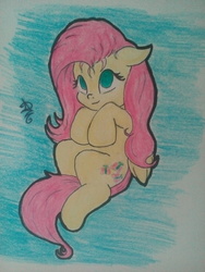 Size: 1920x2560 | Tagged: safe, artist:12alvaro, fluttershy, pony, g4, female, solo, traditional art