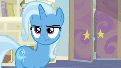 Size: 1920x1080 | Tagged: safe, screencap, november rain, trixie, pony, unicorn, g4, student counsel, animated, bitch, crying, duo, female, floppy ears, friendship student, growling, jerk, male, mare, sound, spider web, stallion, trixie is not amused, unamused, webm