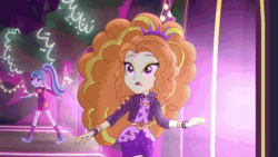 Size: 800x450 | Tagged: safe, screencap, adagio dazzle, aria blaze, sonata dusk, equestria girls, equestria girls series, find the magic, g4, spoiler:eqg series (season 2), animated, clothes, converse, doorway, dress, female, gif, lights, looking around, minidress, moving, perfect loop, pigtails, ponytail, shoes, sneakers, taco dress, the dazzlings, the dazzlings have returned, twintails, walking