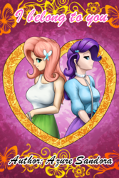 Size: 2400x3600 | Tagged: safe, artist:d-lowell, fluttershy, rarity, fanfic:i belong to you, equestria girls, g4, bdsm, collar, explicit source, fanfic, fanfic art, female, fimfiction, high res, leash, lesbian, ship:flarity, shipping, story included
