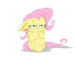 Size: 3000x2673 | Tagged: safe, artist:rurihal, fluttershy, pegasus, pony, g4, cross-popping veins, crossed hooves, crossed legs, ear fluff, female, floppy ears, folded wings, grounded, grumpy, high res, madorable, mare, peeved, pouting, simple background, sitting, solo, teary eyes, white background, wings