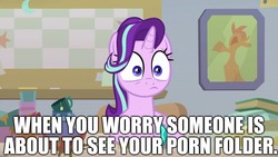 Size: 1920x1080 | Tagged: safe, edit, edited screencap, screencap, starlight glimmer, pony, unicorn, g4, student counsel, caption, faic, female, image macro, implied porn, mare, meme, relatable, solo, starlight glimmer is best facemaker, text, worried