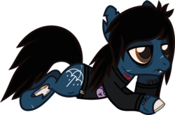 Size: 907x597 | Tagged: safe, artist:lightningbolt, derpibooru exclusive, earth pony, pony, undead, zombie, zombie pony, g4, .svg available, bags under eyes, bloodshot eyes, bone, bored, bring me the horizon, clothes, drop dead clothing, fangs, hoof on chin, lidded eyes, lip piercing, long sleeves, male, oliver sykes, piercing, ponified, prone, scar, shirt, show accurate, simple background, solo, stallion, stitches, svg, tattoo, torn ear, transparent background, vector