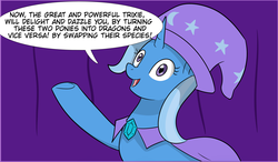 Size: 3545x2065 | Tagged: safe, artist:chedx, trixie, pony, unicorn, comic:claws and hooves, g4, bubble, cropped, high res, smiling, this will not end well