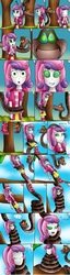 Size: 1024x3981 | Tagged: safe, artist:jerrydestrtoyer, sweetie belle, snake, equestria girls, g4, boots, clothes, coiling, coils, crossover, cute, female, headband, hypno eyes, hypnosis, kaa, kaa eyes, mind control, onomatopoeia, shoes, skirt, sleeping, sliding, smiling, solo, sound effects, story included, yawn, zzz