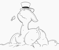 Size: 2540x2179 | Tagged: safe, artist:pabbley, smooze, goo pony, monster pony, pony, g4, butt, featureless crotch, hat, heart, high res, male, plot, pubic mound, solo, the ass was fat, top hat