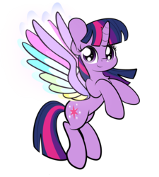 Size: 1600x1778 | Tagged: dead source, safe, artist:php142, twilight sparkle, alicorn, pony, g4, my little pony: rainbow roadtrip, clothes, colored wings, cute, female, flying, looking at you, multicolored wings, rainbow wings, simple background, solo, spread wings, transparent background, twiabetes, twilight sparkle (alicorn), wing bling, wings