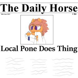 Size: 1000x1000 | Tagged: safe, artist:shoophoerse, oc, oc only, oc:shoop, pegasus, pony, atg 2019, female, mare, newbie artist training grounds, newspaper, pone, solo