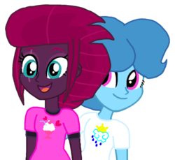 Size: 1065x975 | Tagged: safe, alternate version, artist:徐詩珮, fizzlepop berrytwist, spring rain, tempest shadow, equestria girls, g4, background removed, base used, equestria girls-ified, eye scar, female, lesbian, scar, ship:springshadow, shipping, simple background, transparent background