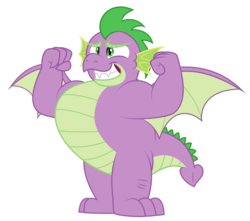 Size: 4217x3731 | Tagged: safe, artist:aleximusprime, spike, dragon, g4, adult, adult spike, chubby, fat, fat spike, flexing, gritted teeth, male, older, older spike, simple background, solo, strong fat, teeth, transparent background, vector, winged spike, wings