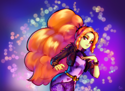 Size: 1280x938 | Tagged: safe, artist:rileyav, adagio dazzle, equestria girls, equestria girls series, find the magic, g4, sunset's backstage pass!, spoiler:eqg series (season 2), beautiful, clothes, female, headband, jacket, leather jacket, looking at you, shorts, solo, spiked headband, spiked wristband, wristband