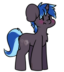 Size: 1151x1288 | Tagged: safe, artist:spoopygander, oc, oc only, oc:lock down, pony, unicorn, angry, blushing, chest fluff, chibi, cute, flustered, horn, multicolored hair, solo, unicorn oc