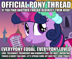Size: 867x714 | Tagged: safe, edit, edited screencap, screencap, twilight sparkle, pony, a canterlot wedding, g4, /trash/, 4chan, alternate hairstyle, artifact, bridesmaid dress, caption, clothes, communism, cropped, dress, female, image macro, love and tolerate, microphone, pony thread, solo, speech, starry eyes, text, this will end in communism, thread, wingding eyes