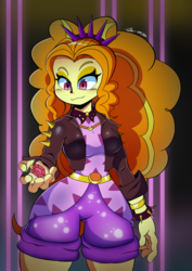 Size: 1361x1925 | Tagged: safe, artist:lonercroissant, adagio dazzle, equestria girls, find the magic, g4, my little pony equestria girls: better together, bracelet, clothes, female, gem, headband, jacket, jewelry, leather jacket, shorts, siren gem, solo, spiked headband, spiked wristband, wristband