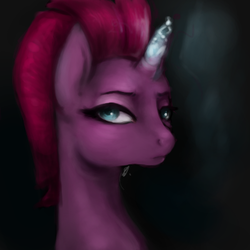 Size: 400x400 | Tagged: safe, artist:emilyspark, tempest shadow, pony, unicorn, g4, broken horn, bust, female, horn, lidded eyes, magic, mare, portrait, solo