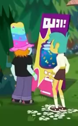 Size: 260x419 | Tagged: safe, screencap, snails, snips, equestria girls, equestria girls specials, g4, my little pony equestria girls: better together, my little pony equestria girls: sunset's backstage pass, clothes, converse, cropped, hat, keg, male, pants, rear view, shoes, shorts, sneakers, socks