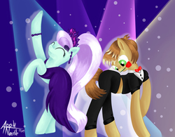Size: 1777x2284 | Tagged: safe, artist:appleneedle, coloratura, feather bangs, pony, g4, colorabangs, countess coloratura, female, male, shipping, straight
