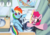 Size: 4960x3508 | Tagged: safe, artist:toisanemoif, pinkie pie, rainbow dash, earth pony, pegasus, pony, g4, absurd resolution, atg 2019, bathroom, but why, down the drain, face mask, female, flush, flushed away, mare, newbie artist training grounds, pinkie being pinkie, sink, snorkel, toilet, wat