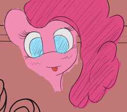 Size: 782x688 | Tagged: safe, artist:snezhok42, pinkie pie, pony, g4, :p, blushing, colored, doodle, female, flat colors, sketch, solo, tongue out