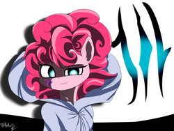 Size: 1600x1200 | Tagged: safe, artist:velcius, pinkie pie, pony, g4, clothes, graffiti, looking at you, monspiet, solo