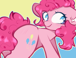 Size: 2600x2000 | Tagged: safe, artist:etoz, pinkie pie, earth pony, pony, g4, balloonbutt, blushing, butt, cute, diapinkes, ear fluff, female, floppy ears, high res, mare, plot, solo