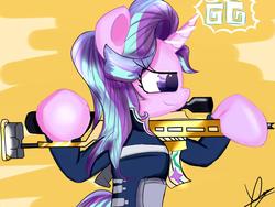Size: 1024x768 | Tagged: safe, starlight glimmer, pony, g4, counter-strike, counter-strike: global offensive, gg, good gamers, gun, rifle, weapon