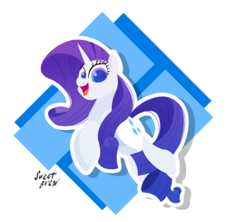 Size: 1808x1766 | Tagged: safe, artist:sweetbrew, rarity, pony, unicorn, g4, abstract background, colored pupils, female, mare, open mouth, solo, sticker