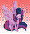 Size: 300x331 | Tagged: safe, artist:soeru, twilight sparkle, alicorn, pony, g4, abstract background, cute, female, mare, pixiv, solo, spread wings, twiabetes, twilight sparkle (alicorn), wings