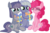 Size: 9180x5990 | Tagged: safe, artist:cyanlightning, limestone pie, maud pie, pinkie pie, earth pony, pony, g4, .svg available, absurd resolution, ear fluff, eyes closed, female, holding, holding a present, lidded eyes, mare, mouth hold, present, siblings, simple background, sisters, standing, transparent background, trio, unamused, vector