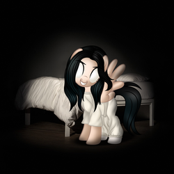 Size: 2048x2048 | Tagged: safe, artist:aldobronyjdc, pegasus, pony, g4, billie eilish, blank eyes, creepy, high res, looking at you, ponified, ponified album cover, solo, when we all fall asleep where do we go, when we all fall asleep where do we go?, wwafawdwg