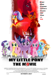 Size: 2025x3000 | Tagged: safe, artist:ejlightning007arts, applejack, capper dapperpaws, fluttershy, pinkie pie, princess skystar, rainbow dash, rarity, spike, tempest shadow, twilight sparkle, abyssinian, alicorn, dragon, earth pony, pegasus, pony, seapony (g4), unicorn, anthro, g4, my little pony: the movie, anthro with ponies, broken horn, canterlot, chest fluff, cowboy hat, eye scar, female, hat, high res, horn, inglourious basterds, male, mane six, mare, poster, scar, stock vector, twilight sparkle (alicorn), wings