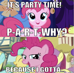 Size: 642x638 | Tagged: source needed, safe, edit, edited screencap, editor:undeadponysoldier, screencap, pinkie pie, earth pony, pony, a friend in deed, friendship is magic, g4, season 1, season 2, apple, caption, female, food, funny, happy, image macro, incomplete sentence, jim carrey, looking at you, mare, open mouth, reference, smiling, spelling, text, the mask, wrong aspect ratio