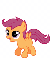 Size: 1667x1925 | Tagged: artist needed, safe, edit, scootaloo, pegasus, pony, g4, owl's well that ends well, adorable face, animated, cute, cutealoo, female, filly, gif, jumping, open mouth, simple background, solo, vector, white background
