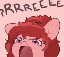 Size: 400x357 | Tagged: safe, artist:redroundfruit, oc, oc:cherry, pony, angry, animated, comic, cute, female, funny, gif, mare, reeee, tumblr, tumblr blog, tumblr comic, webcomic