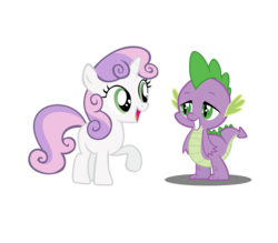 Size: 956x836 | Tagged: safe, artist:elzian-pie, spike, sweetie belle, dragon, pony, unicorn, g4, cute, female, filly, happy, lidded eyes, looking at each other, male, open mouth, ship:spikebelle, shipping, simple background, smiling, straight, transparent background, vector