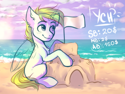 Size: 1600x1200 | Tagged: safe, artist:falafeljake, oc, oc only, pony, advertisement, commission, solo, summer, summer sunset, your character here
